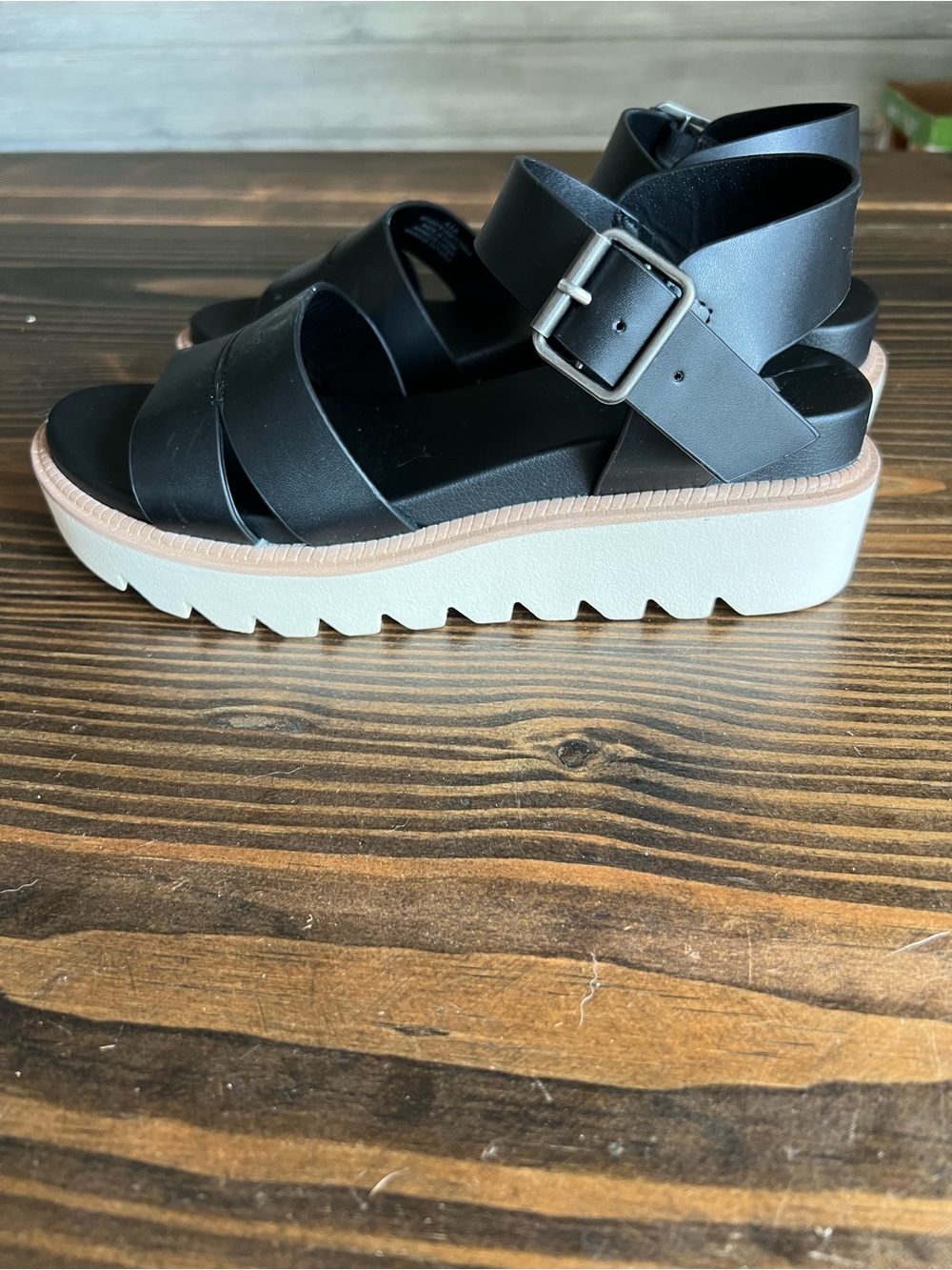 MIA Black Double-Strap Adjustable Sandals - Picture 2 of 5